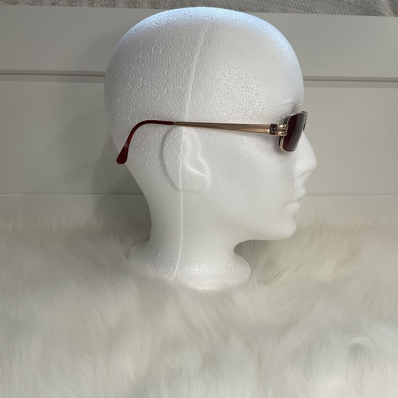 Rectangular Dark Brown Prescription Lens Sunglasses/Gold Tone Frame/Unisex/Case - Picture 4 of 16